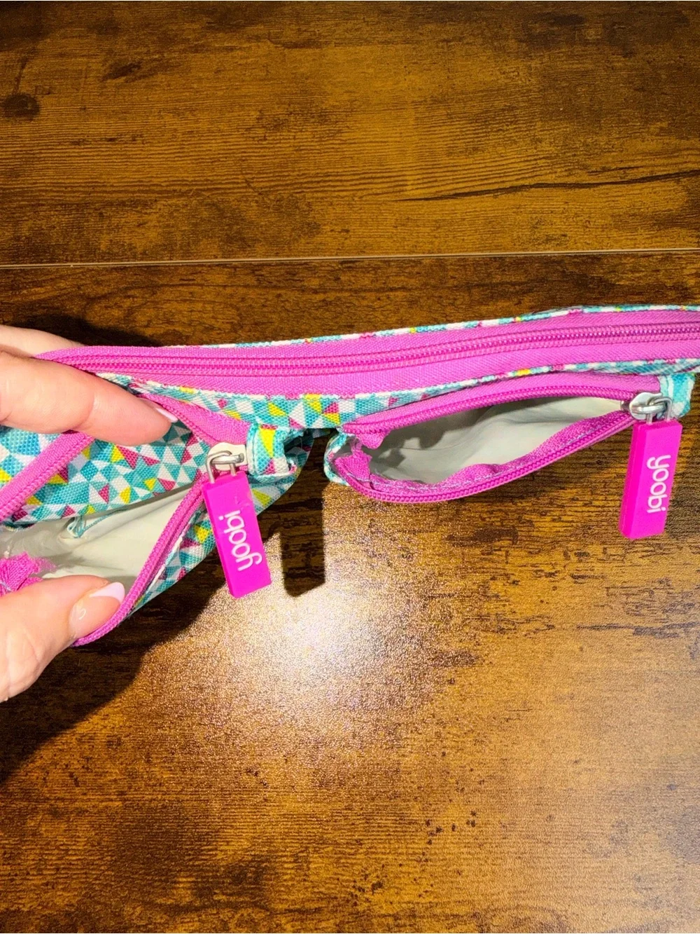 Yoobi Kids Geometric Pencil Pouch in Pink & Teal